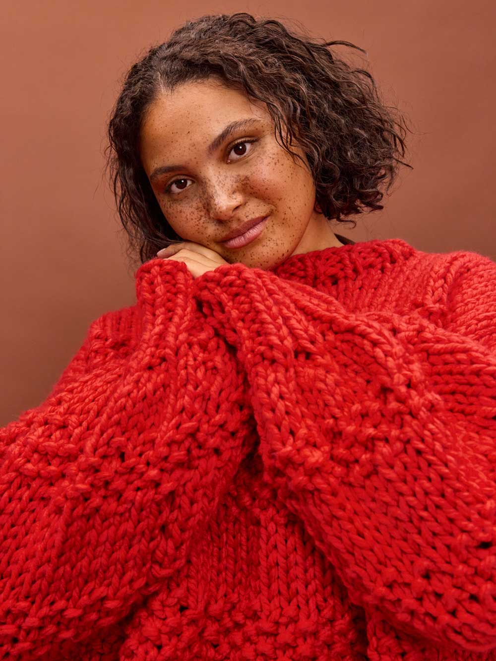 andmary Holy knit set up red
