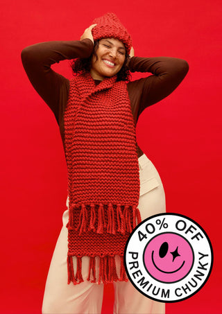 Beginner Scarf & Beanie Knitting Bundle - Cherry On Top - Primo Merino