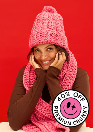 Beginner Scarf & Beanie Crochet Bundle - Watermelon Sugar - Primo Merino