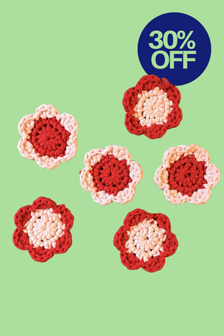 Starter Crochet Kit - Flower Coasters