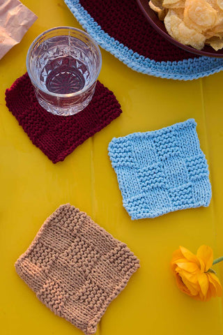 Easy Checkered Coasters Knit Kit