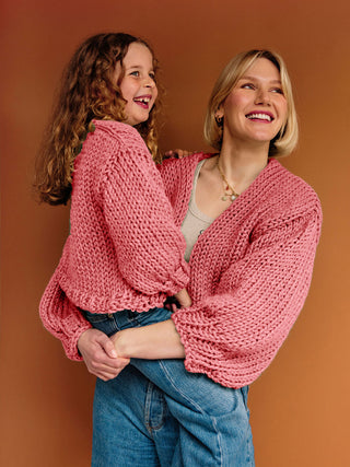 Jane & Mini Jane Cardigan Knit Kits Bundle - Settle Petal Pink