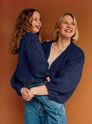 Jane & Mini Jane Cardigan Knit Kits Bundle - Midnight Blue