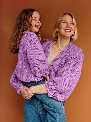 Jane & Mini Jane Cardigan Knit Kits Bundle - Very Violet