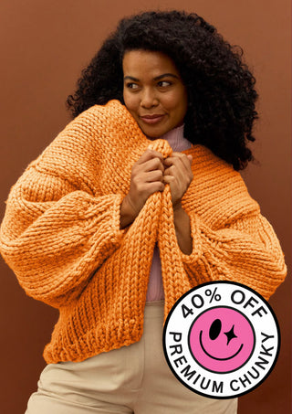 Jane Beginner Cardigan Knit Kit - Lobster Roll - Primo Merino