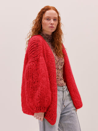 Anna Cardigan Knit Kit in Be My Valentine Red