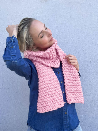 Beginner Scarf Wool Knit Kit - Flossy Pink