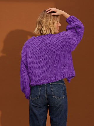 Jane Beginner Cardigan Knit Kit in Grimace Purple