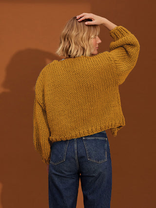 Jane Beginner Cardigan Knit Kit in Tumeric Yellow