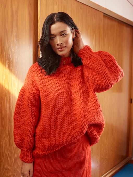 Orange chunky knit jumper best sale