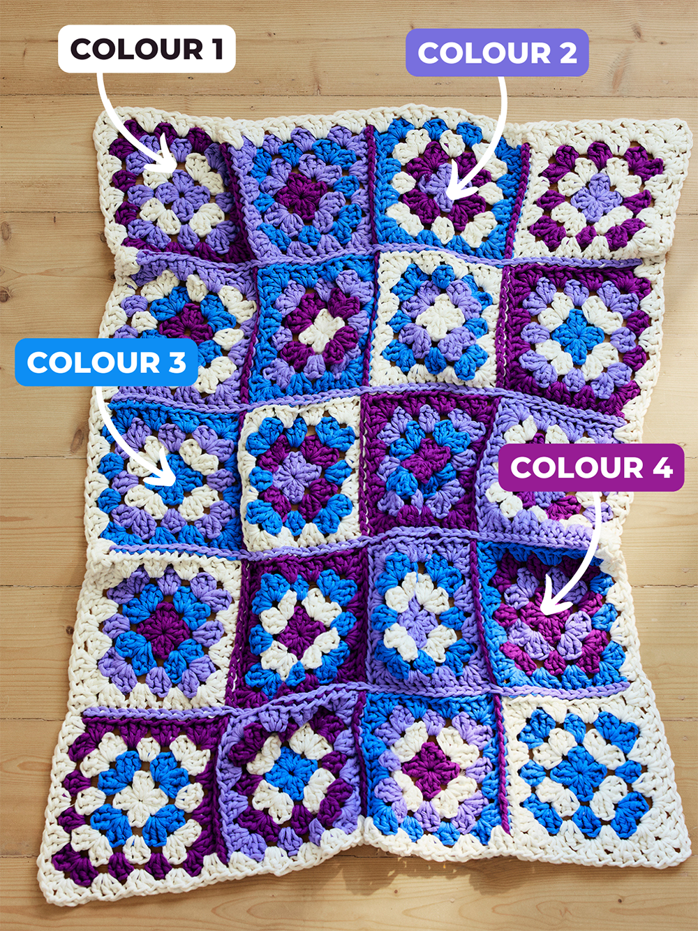 Dot Granny Square Blanket Crochet Kit