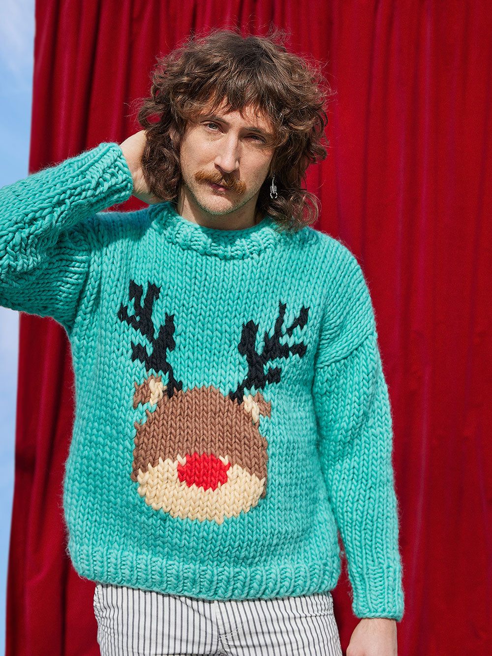 Mens Rudolph Christmas sweater knitting kit