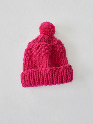 Rachel Beanie knitting kit in poppin pink