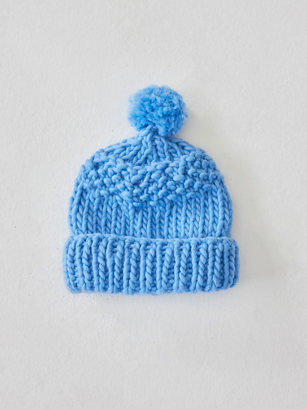 Rachel Beanie knitting kit in baby blues