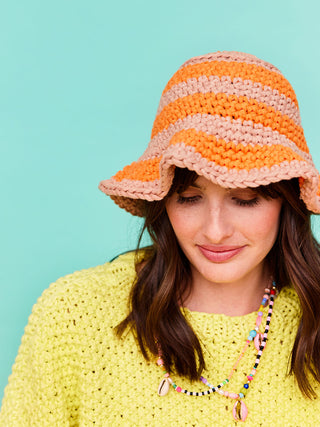 Crochet stripey bucket hat by Cardigang